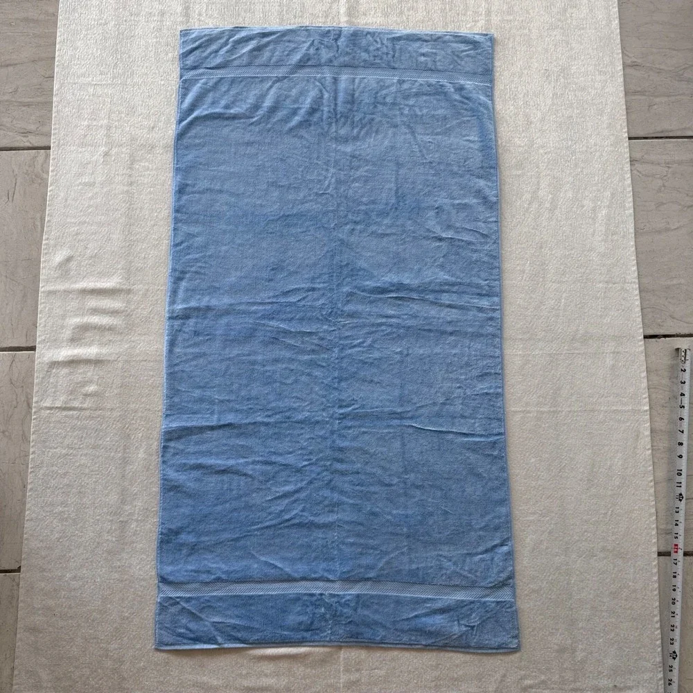 2pc Vintage Sears Superplush Bath Towels Blue Set Lot 2 USA Heavy Cotton Retro‎